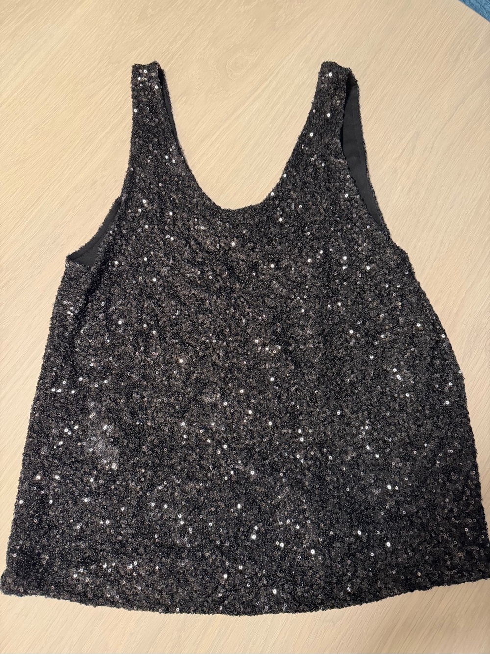 MIKUTA Women's Black Sequin Tank Top - Picture 3 of 5